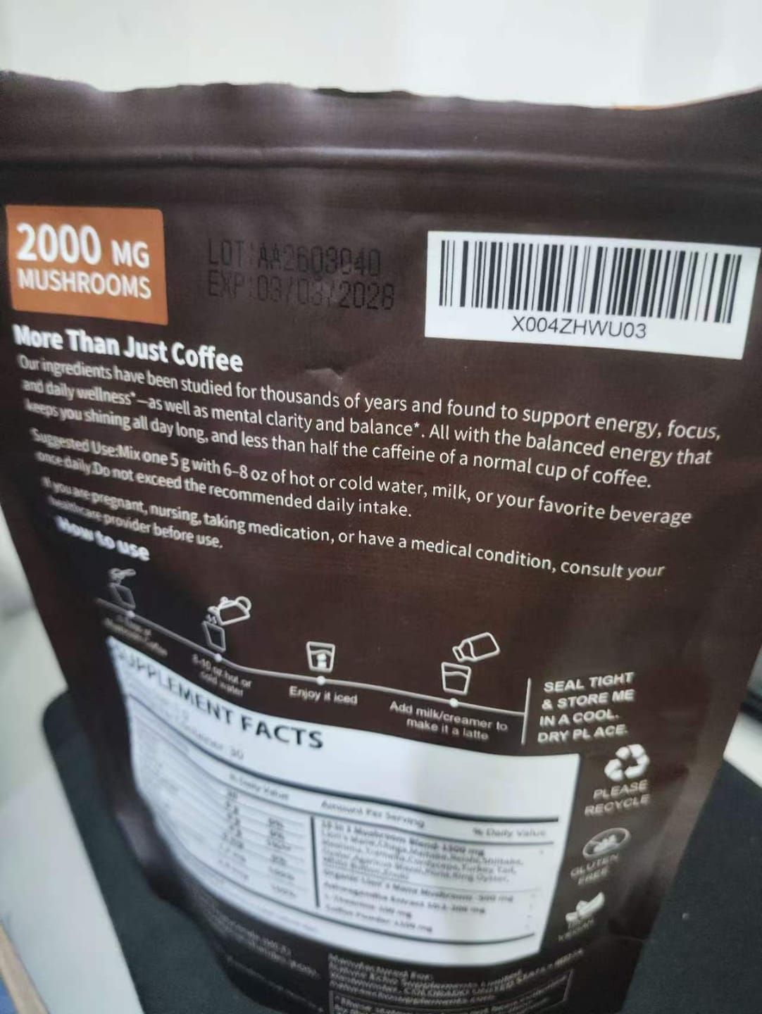 Customer photo review of Mushroom Coffee 15 in 1 Mushrooms with Ashwagandha