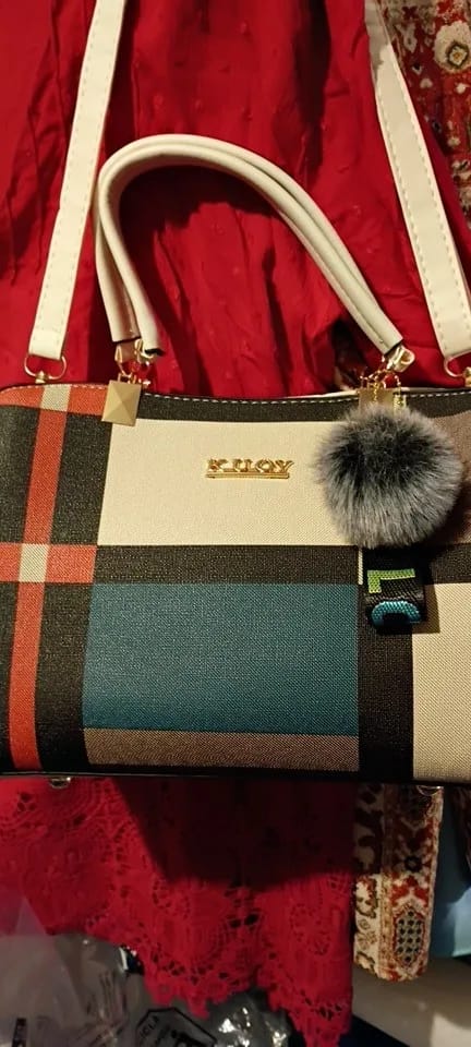 Customer photo review of Women’s Designer Style Plaid Shoulder & Crossbody Tote Bag