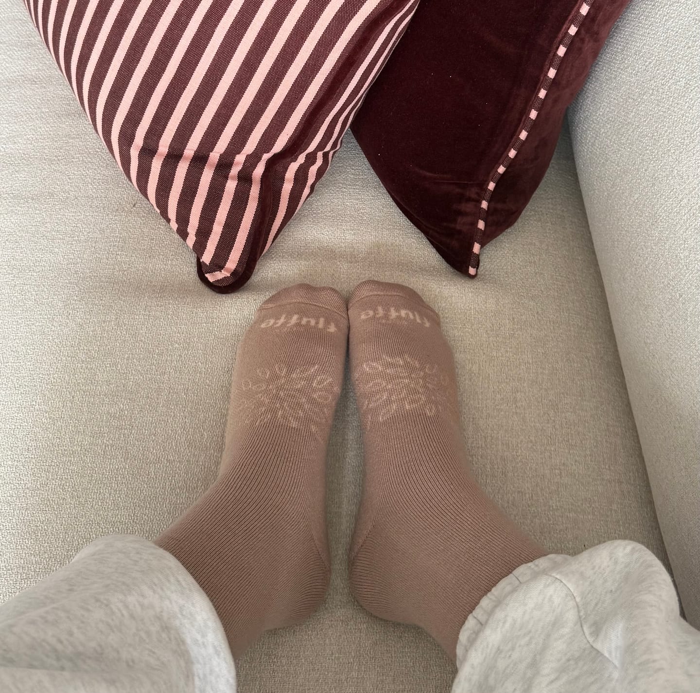 Customer photo review of cloud-soft merino house socks