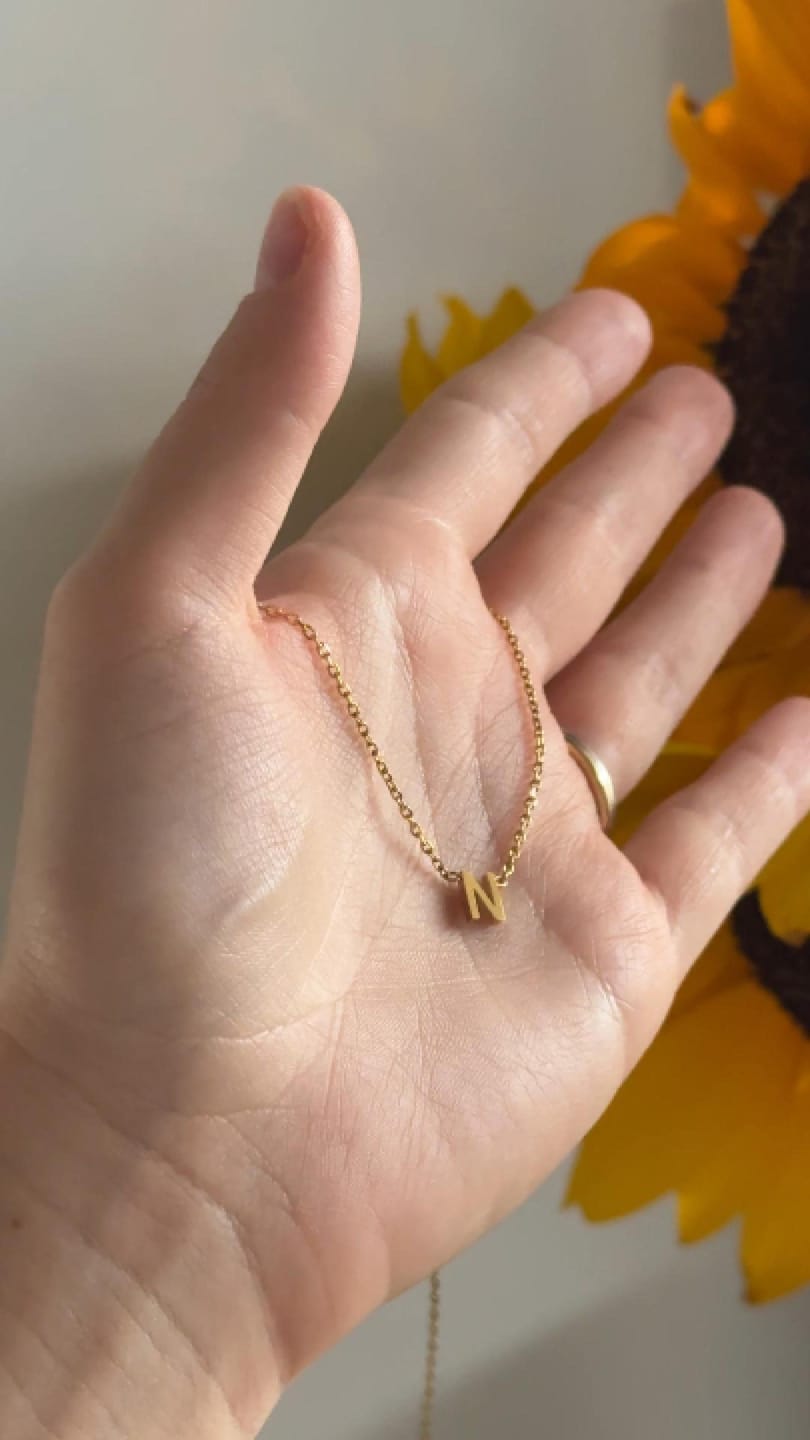 Customer photo review of The Original Single Initial Letter Necklace