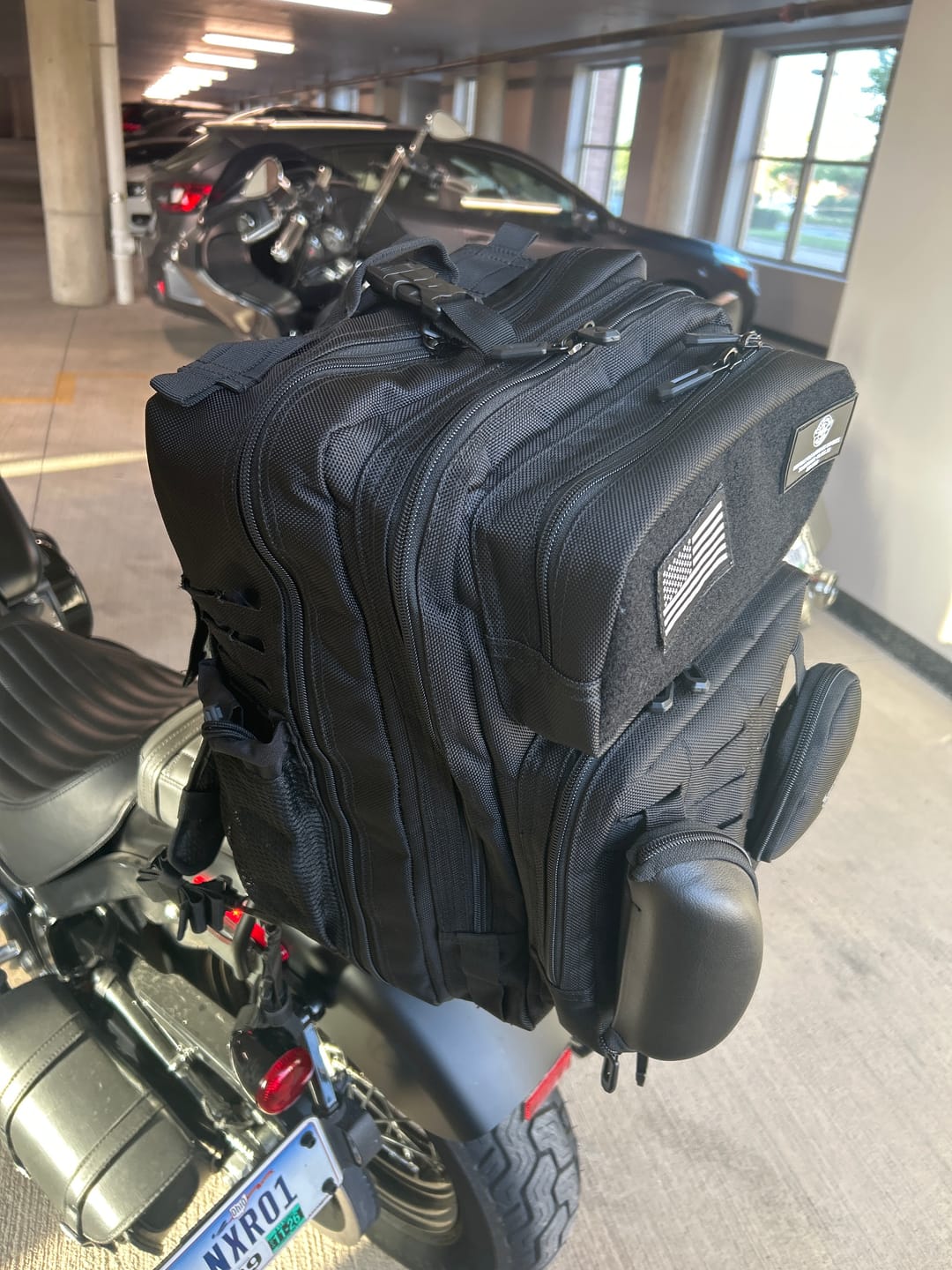 Customer photo review of 45L - Tactical XL Motorcycle Sissy Bar Backpack