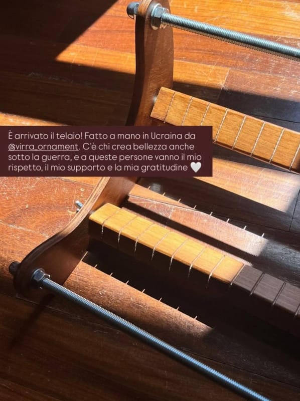 Customer photo review of Dark Wooden Loom for LONG seed beadwork weaving