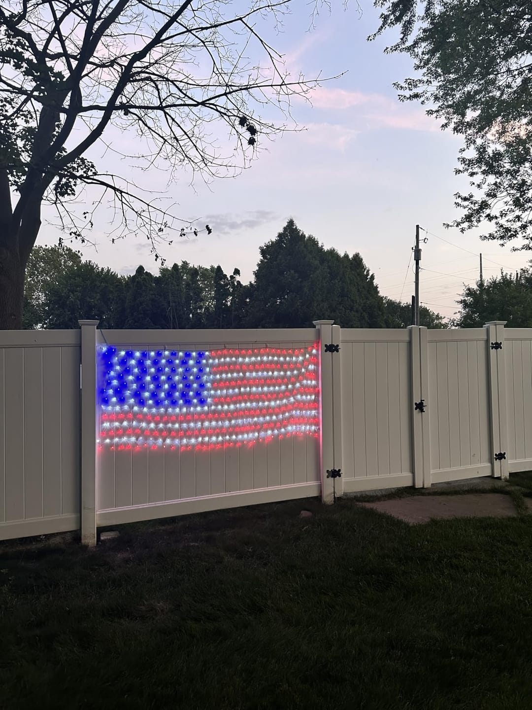 Customer photo review of Custom Solar-Powered National Flag Net Lights - Commemorative and Fun Outdoor Decorations