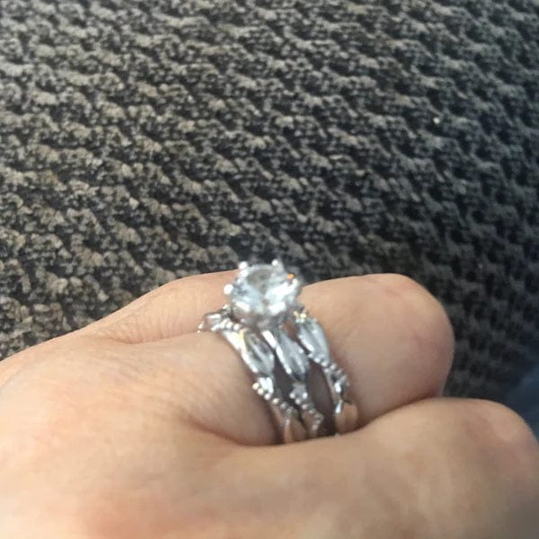 Customer photo review of Nature Inspired Wedding Band 14k Solid Gold Leaf Vine Stacking Ring