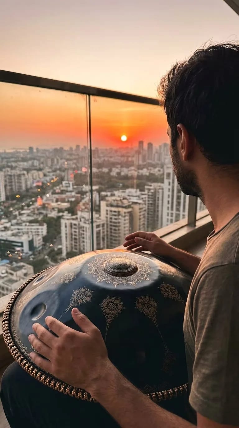 Customer photo review of Cosmos Handpan - Midnight Mandarins 10 Notes in D Minor - Tambourine Gift Set