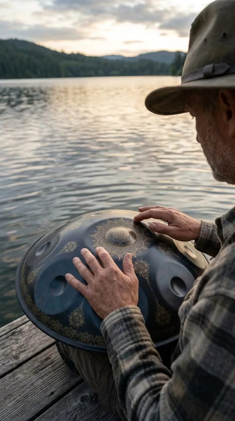 Customer photo review of Cosmos Handpan - Midnight Mandarins 12 Notes in D Minor - Tambourine Gift Set