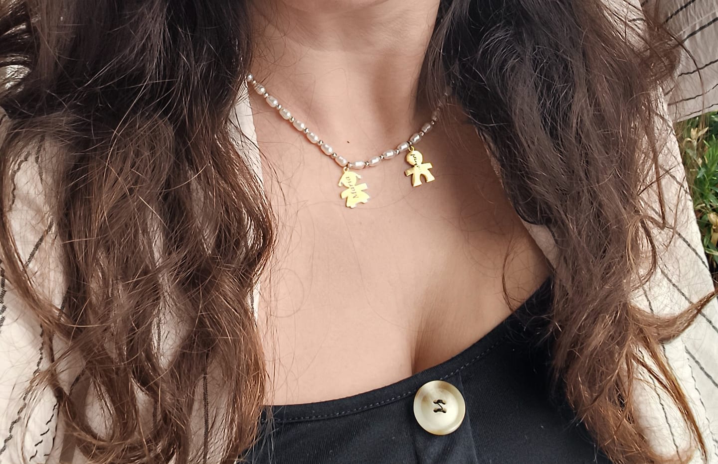 Customer photo review of Girocollo perline con bambini e incisione
