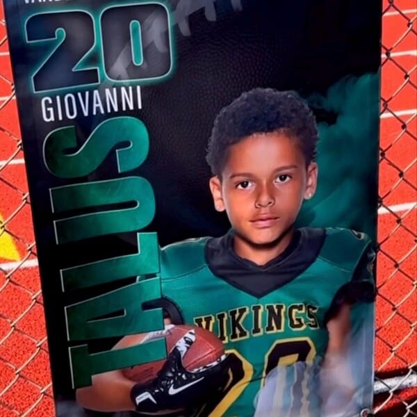 Customer photo review of Custom Sports Banner - Sports Legends Football