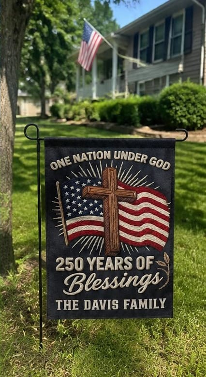 Customer photo review of America 250 Years of Blessings - Customized Personalized Flag - Meaningful Patriotic Gift for Family
