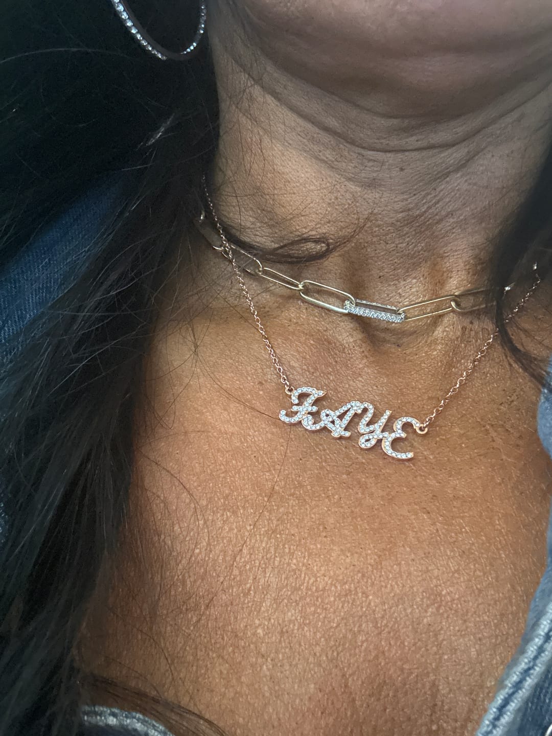Customer photo review of Fully iced out name necklace