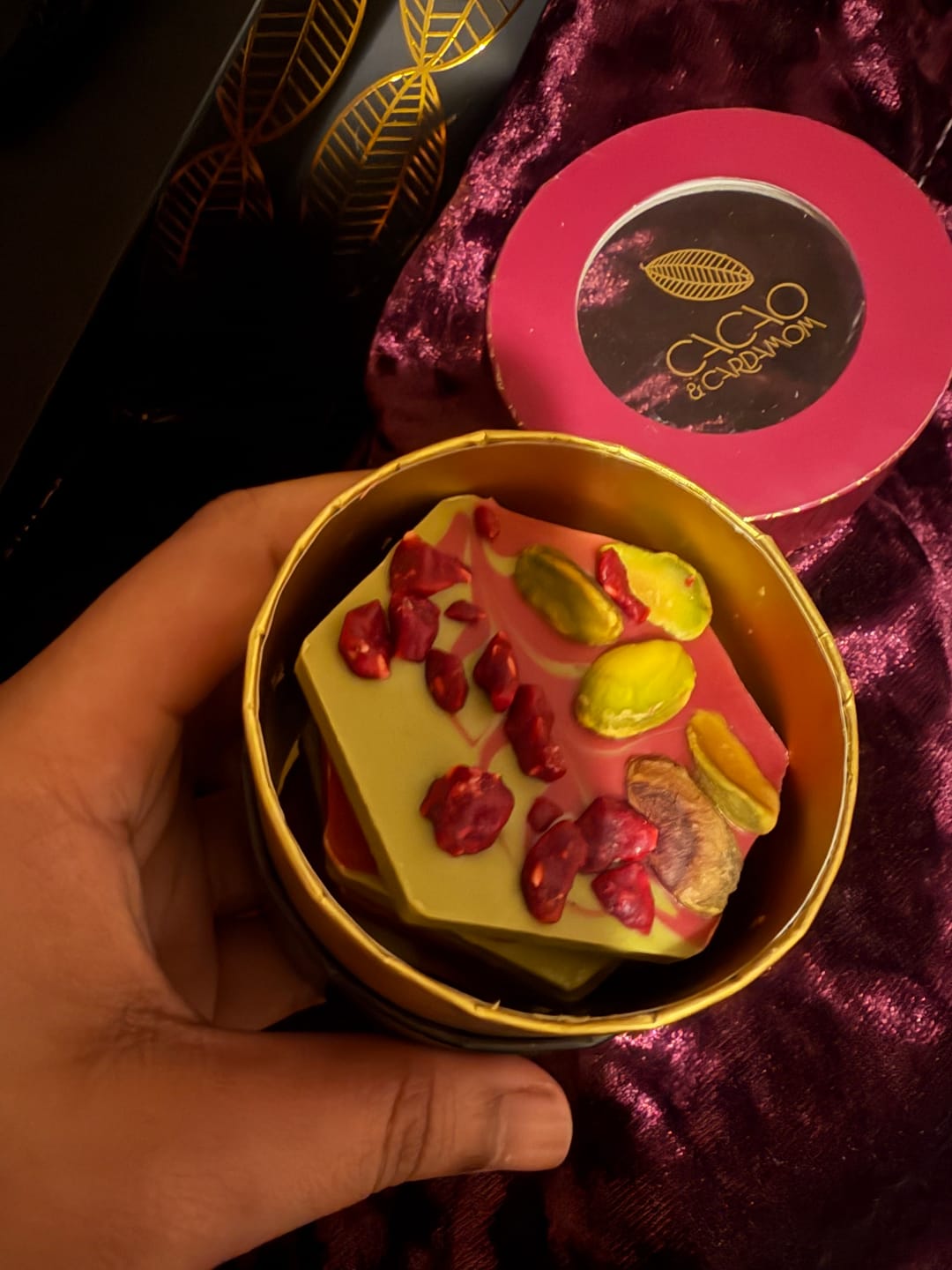 Customer photo review of Raspberry Pistachio Mendiants