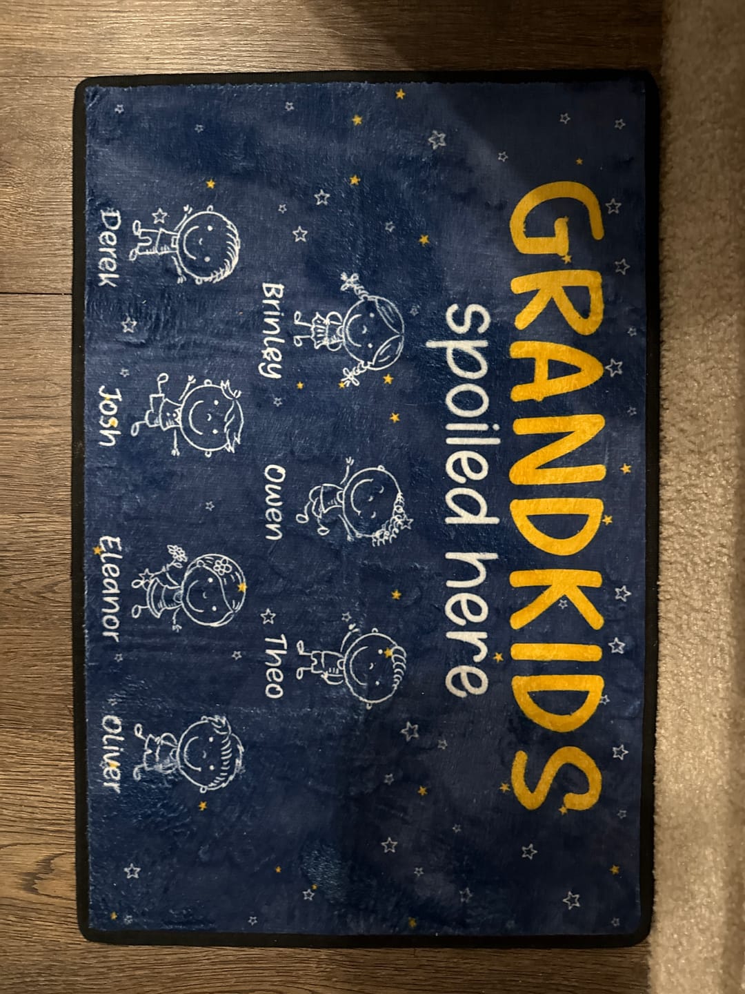 Customer photo review of Grandkids Spoiled Here Doodle - Personalized Doormat