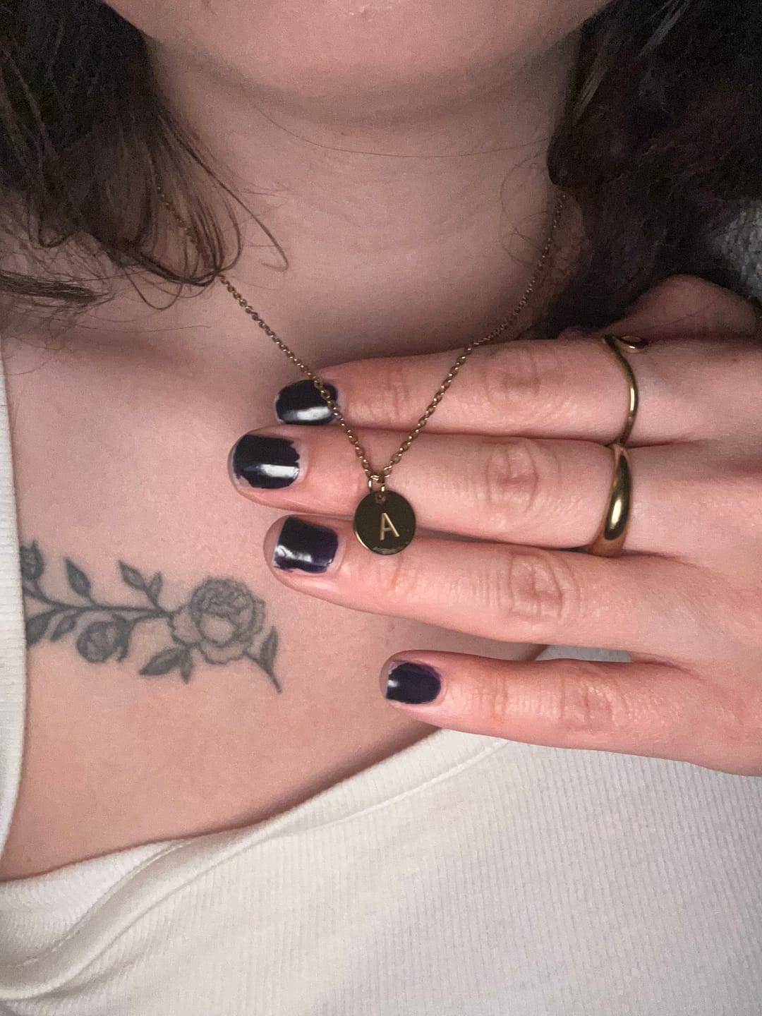 Customer photo review of Aura Initial Necklace