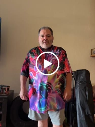 Customer photo review of Frenzidea Neon Bowling Warrior 3D Shirt