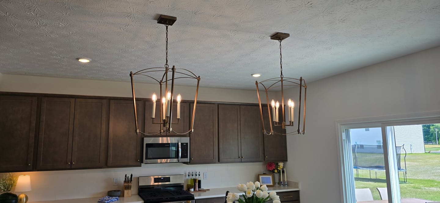 Customer photo review of 4-light French Antique Gold Candle Square Lantern Chandelier