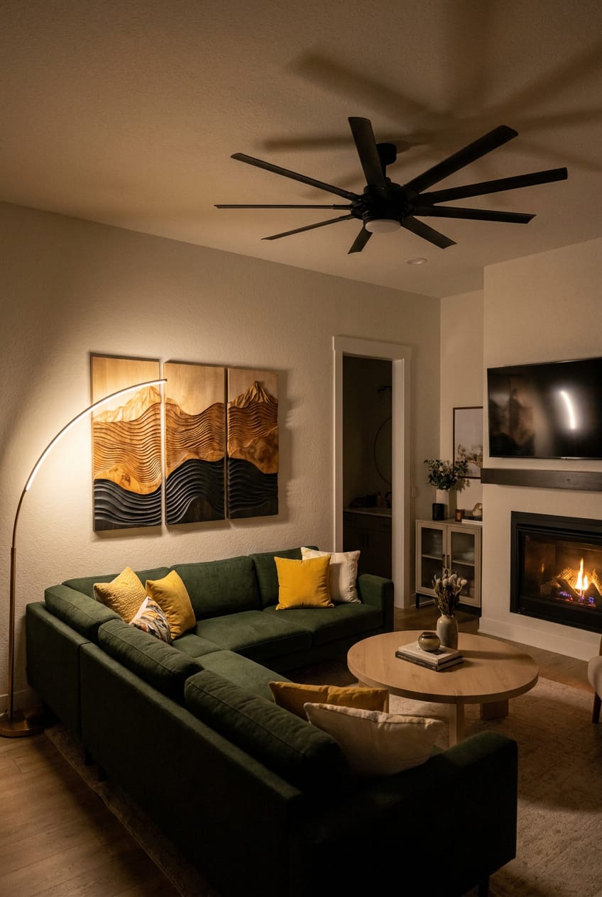 Customer photo review of Three Panel Wood Wall Art With Mountain Wave Relief Design