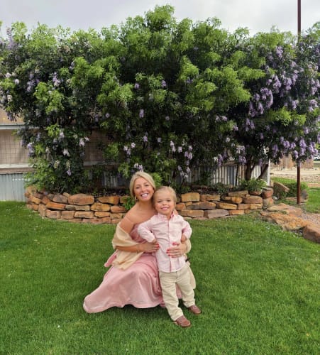 Customer photo review of Iris Layered Ruffle Maxi Dress