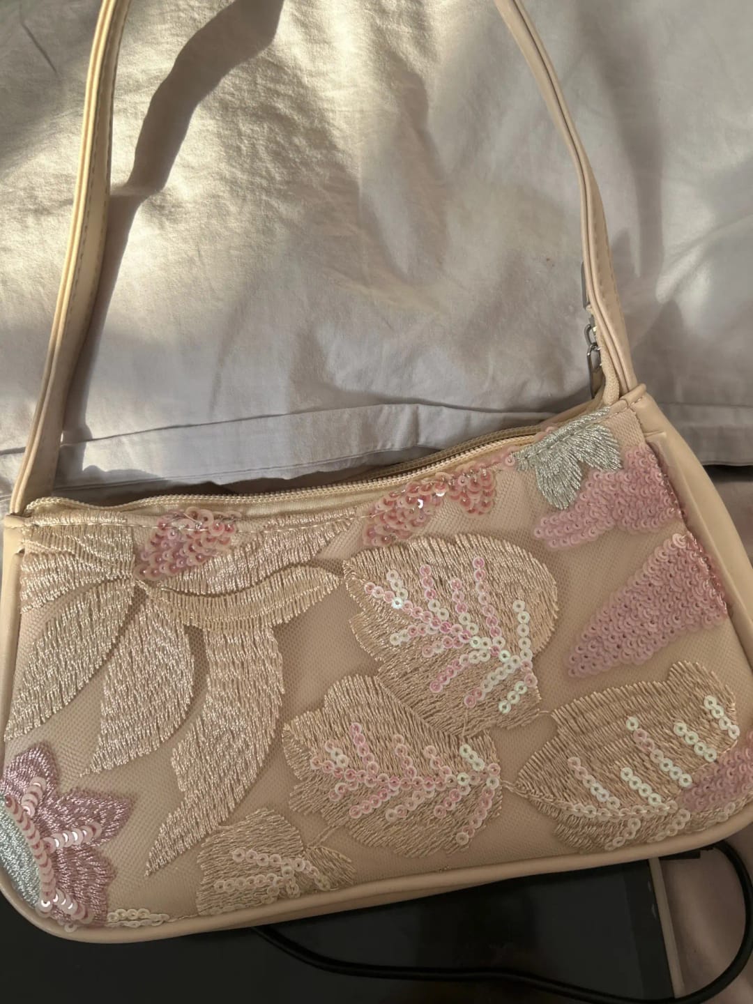 Customer photo review of Marina Embroidered Sequin Shoulder Bag
