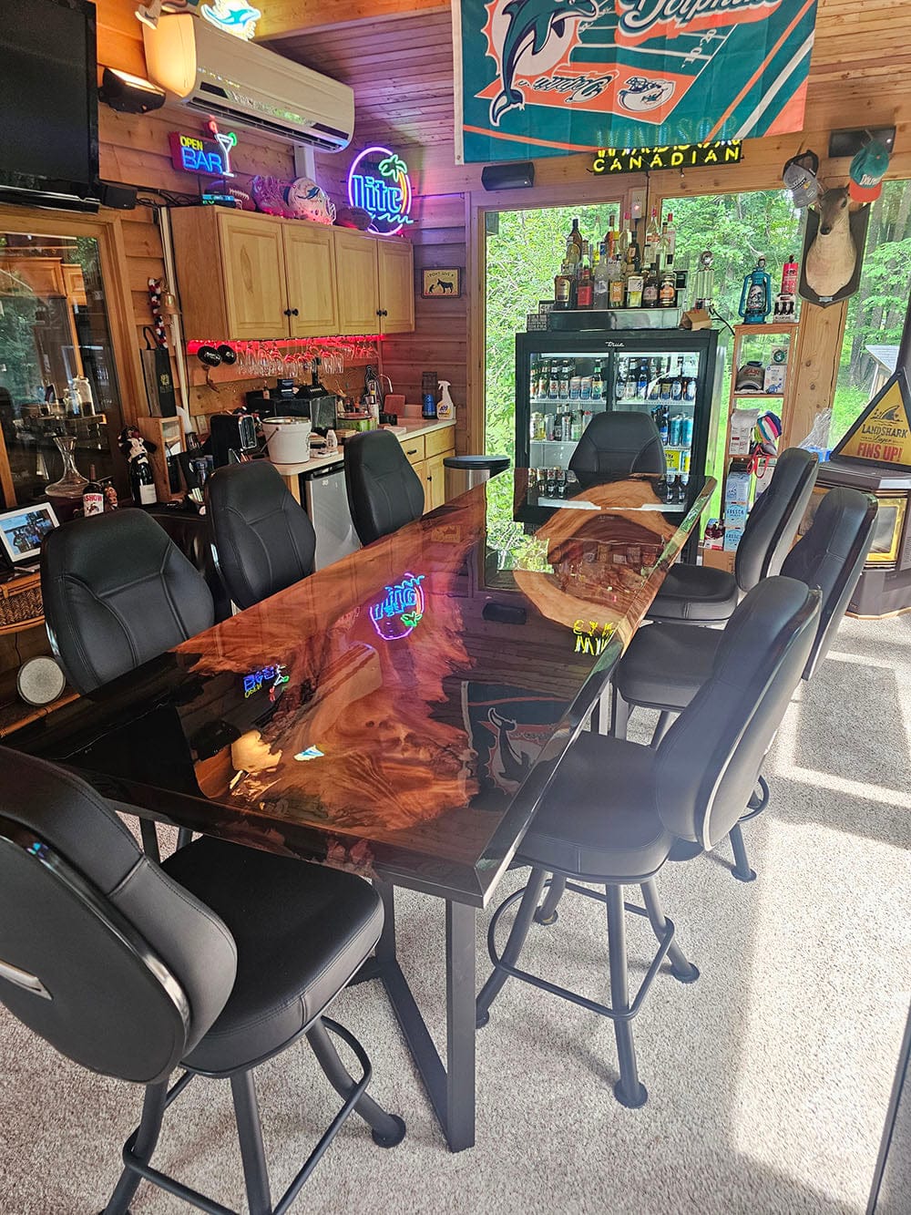 Customer photo review of Black Walnut Wood River Resin Epoxy Table for Dining & Conference Table CT50