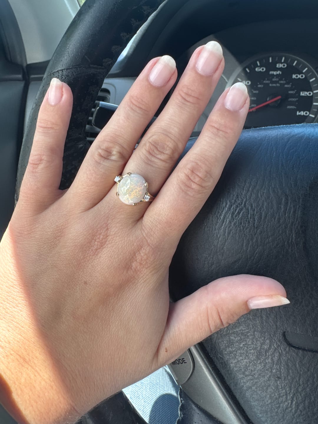Customer photo review of Vintage 14k Yellow Gold 3.63ct Opal Diamond Shimmering Cabochon Ring 7.25