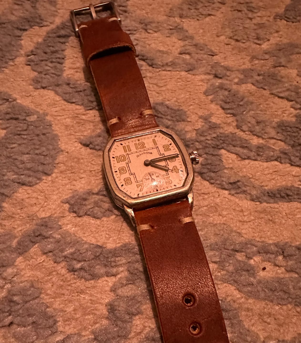 Customer photo review of Horween English Tan Dublin Leather Watch Strap, Natural Thread