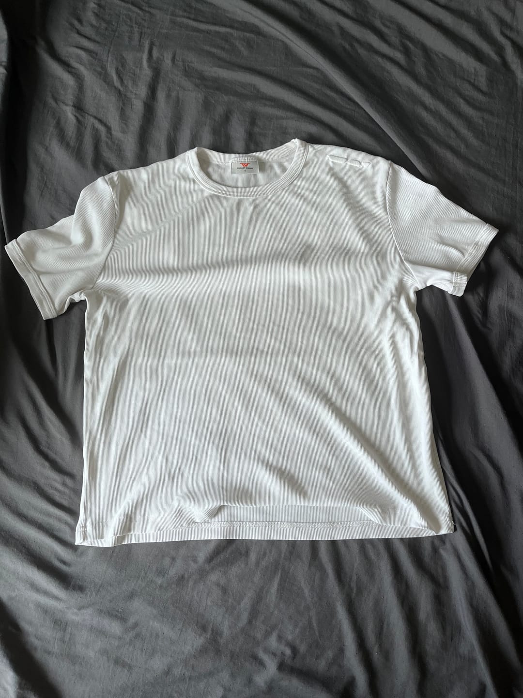 Customer photo review of Ribbed Slim Tee White