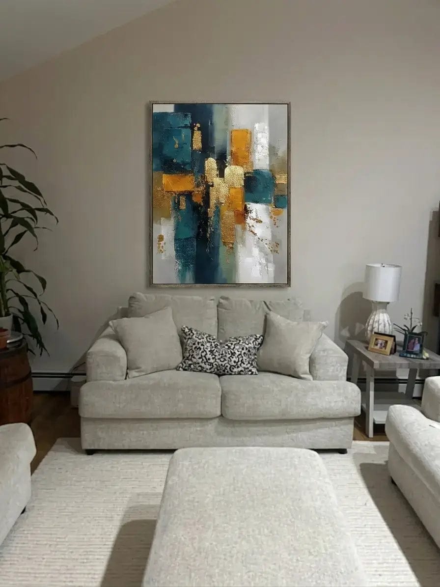 Customer photo review of Gilded Teal Layers Abstract Wall Art