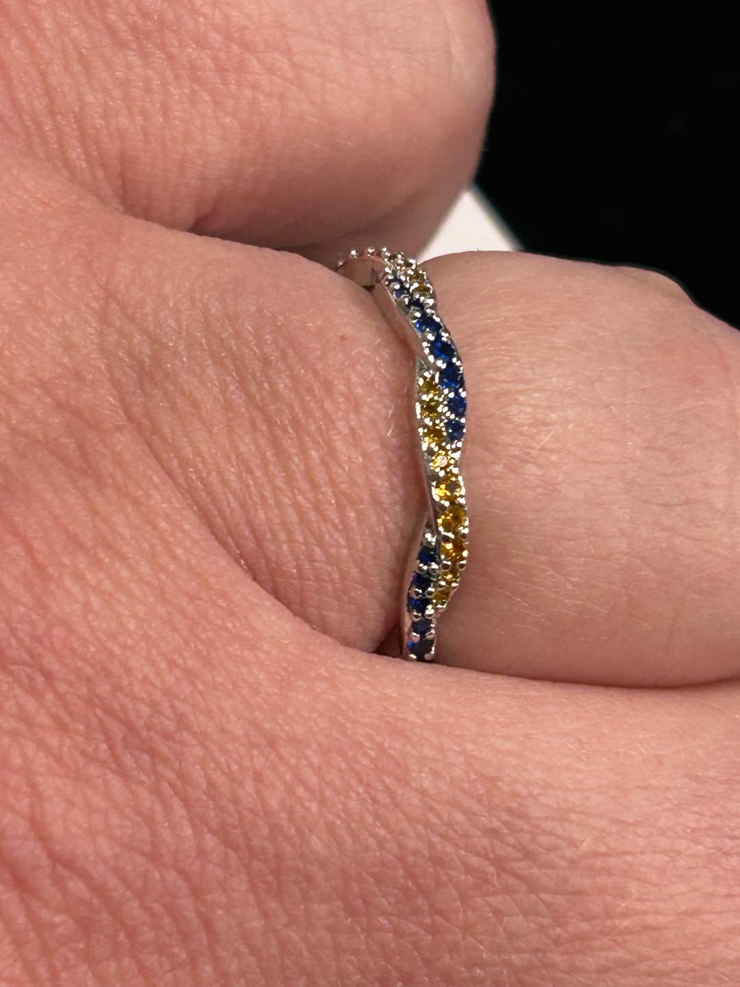 Customer photo review of Custom Wavy Birthstone Promise Ring