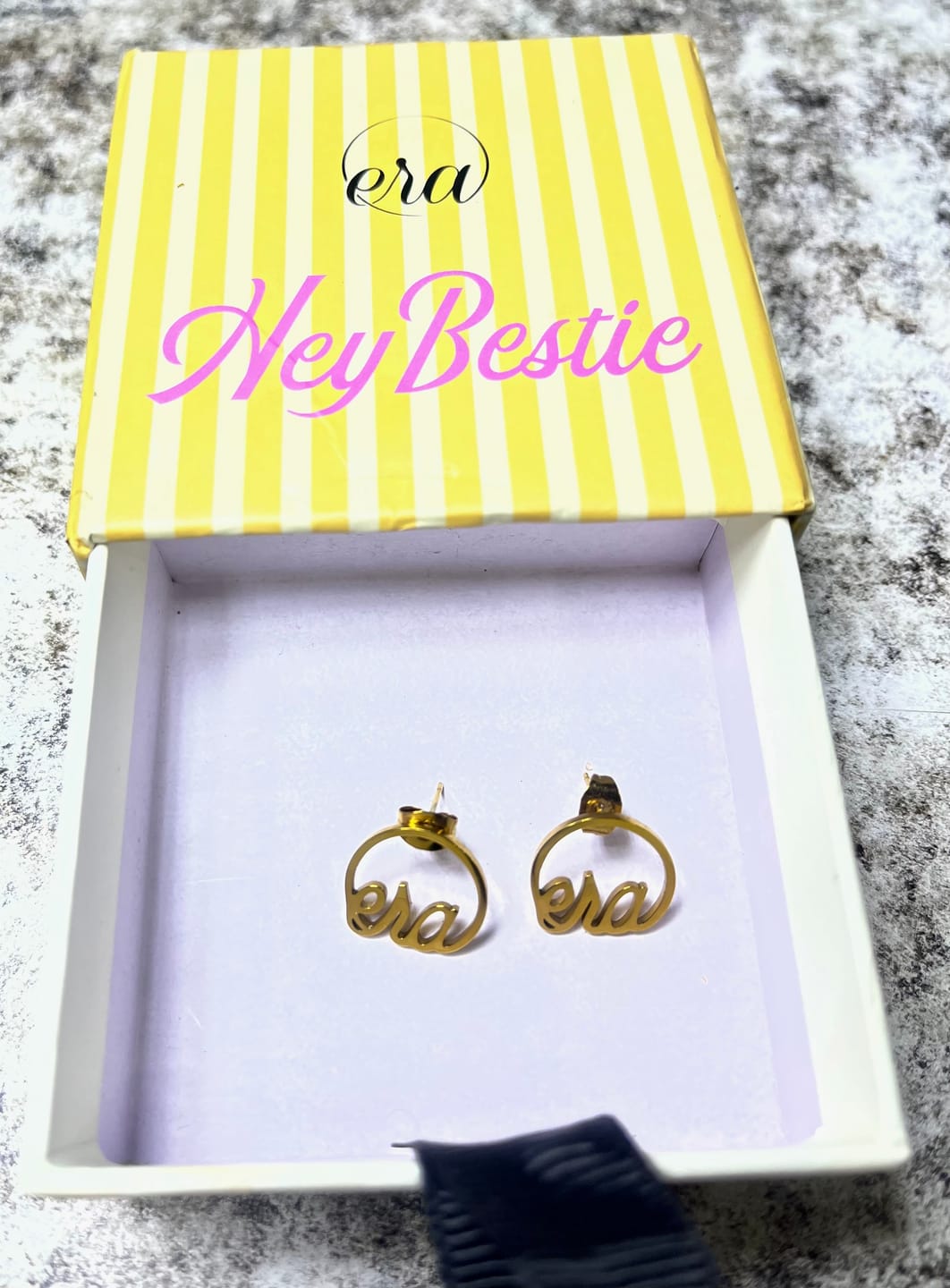 Customer photo review of Gold Era Logo Studs