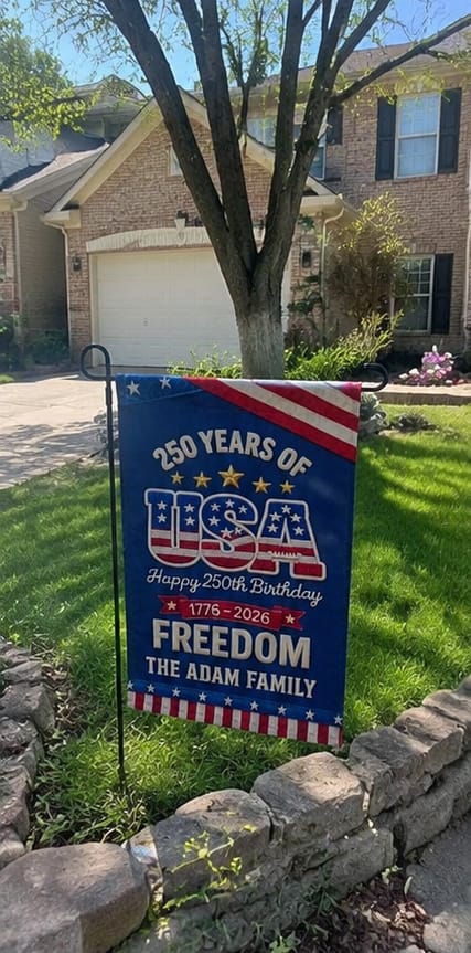 Customer photo review of Patriotic Eagle 250 Years Of Freedom - Customized Personalized Flag - Special Gift For Family Members, American Patriot Lovers