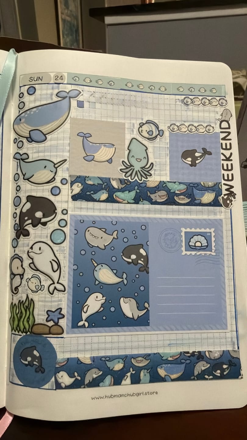 Customer photo review of Whale, Hello There Planner Stickers