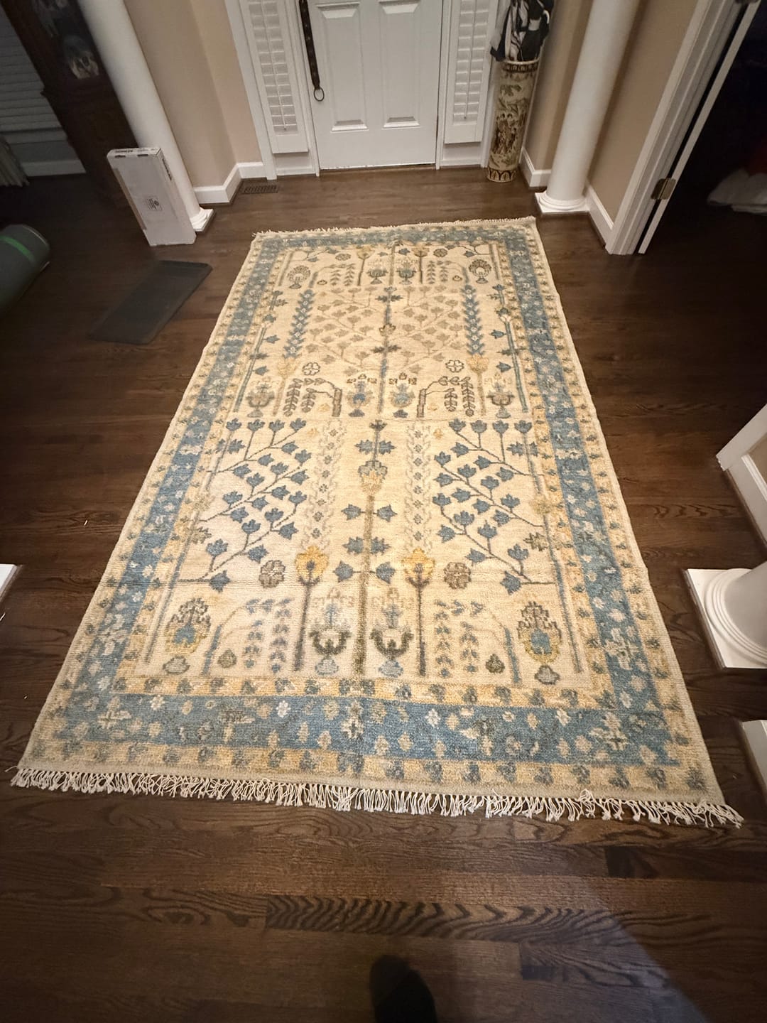 Customer photo review of Tree of life Beige and Blue Traditional Hand Knotted Multi Size Wool Area Rug