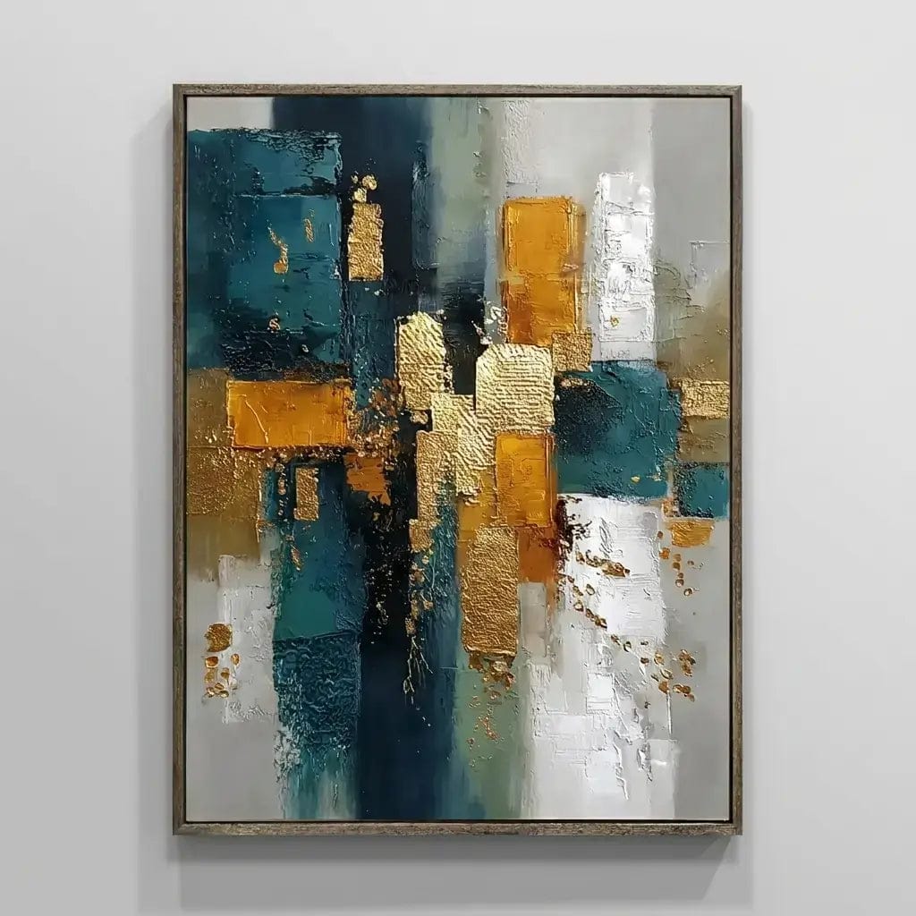 Customer photo review of Gilded Teal Layers Abstract Wall Art