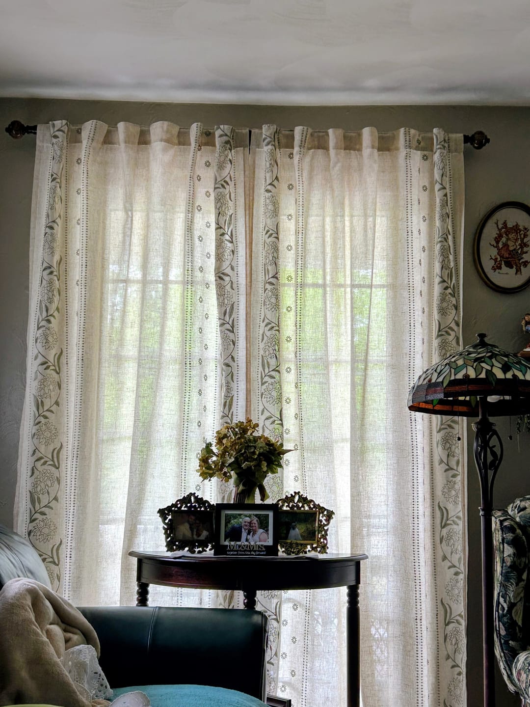 Customer photo review of Hydrangea Embroidered Linen Curtains