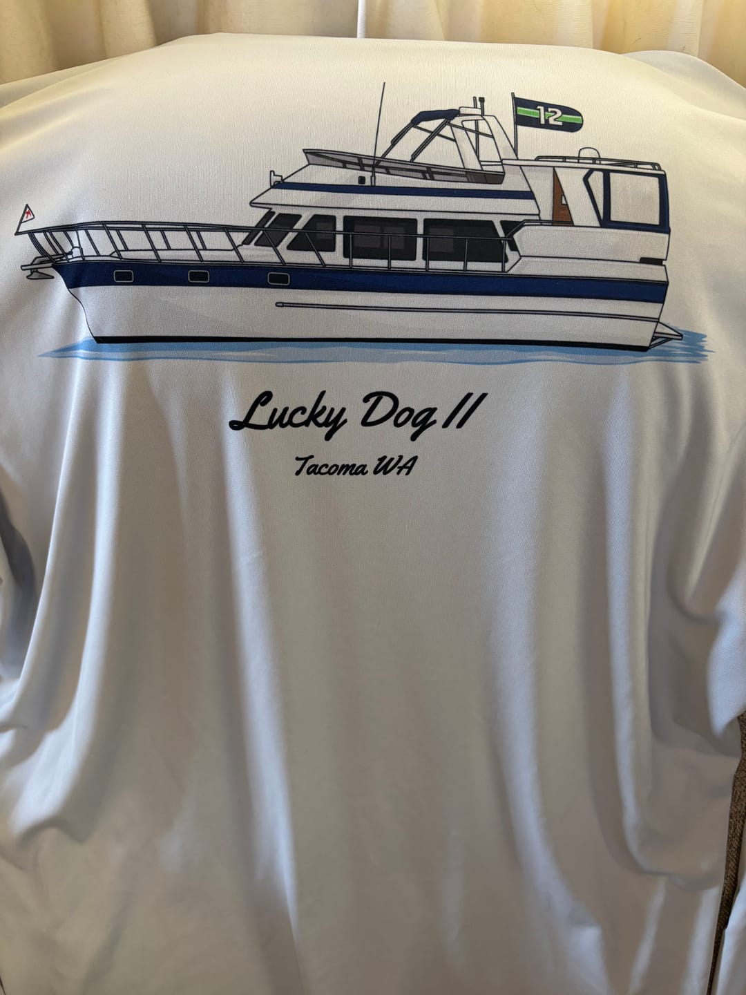 Customer photo review of Mens Captain & Crew Drifit Custom Boat Shirts - Long Sleeves