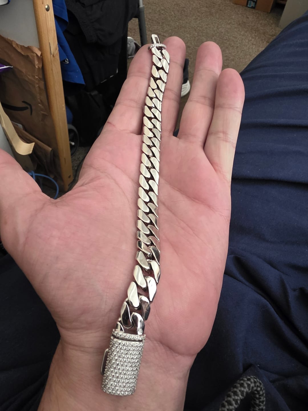 Customer photo review of New Release Iced Clasp Prong Miami Cuban Link Bracelet