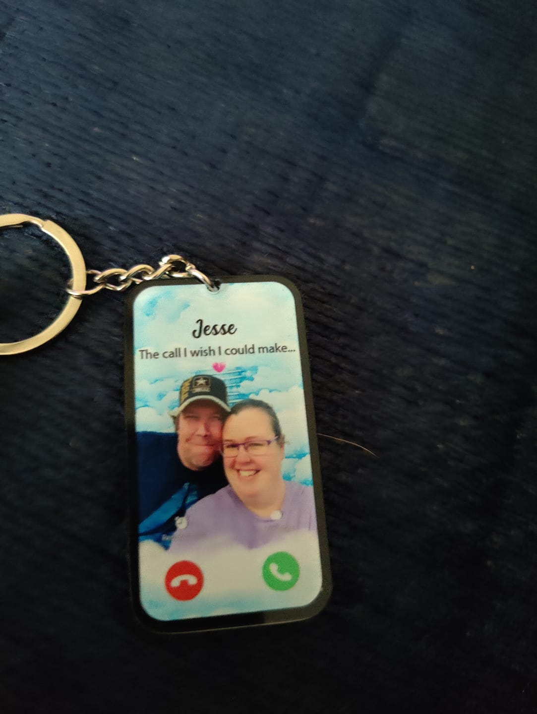 Customer photo review of The Call I Wish I Could Take Memorial Sympathy Gift Remembrance Keepsake Photo Personalized Acrylic Keychain