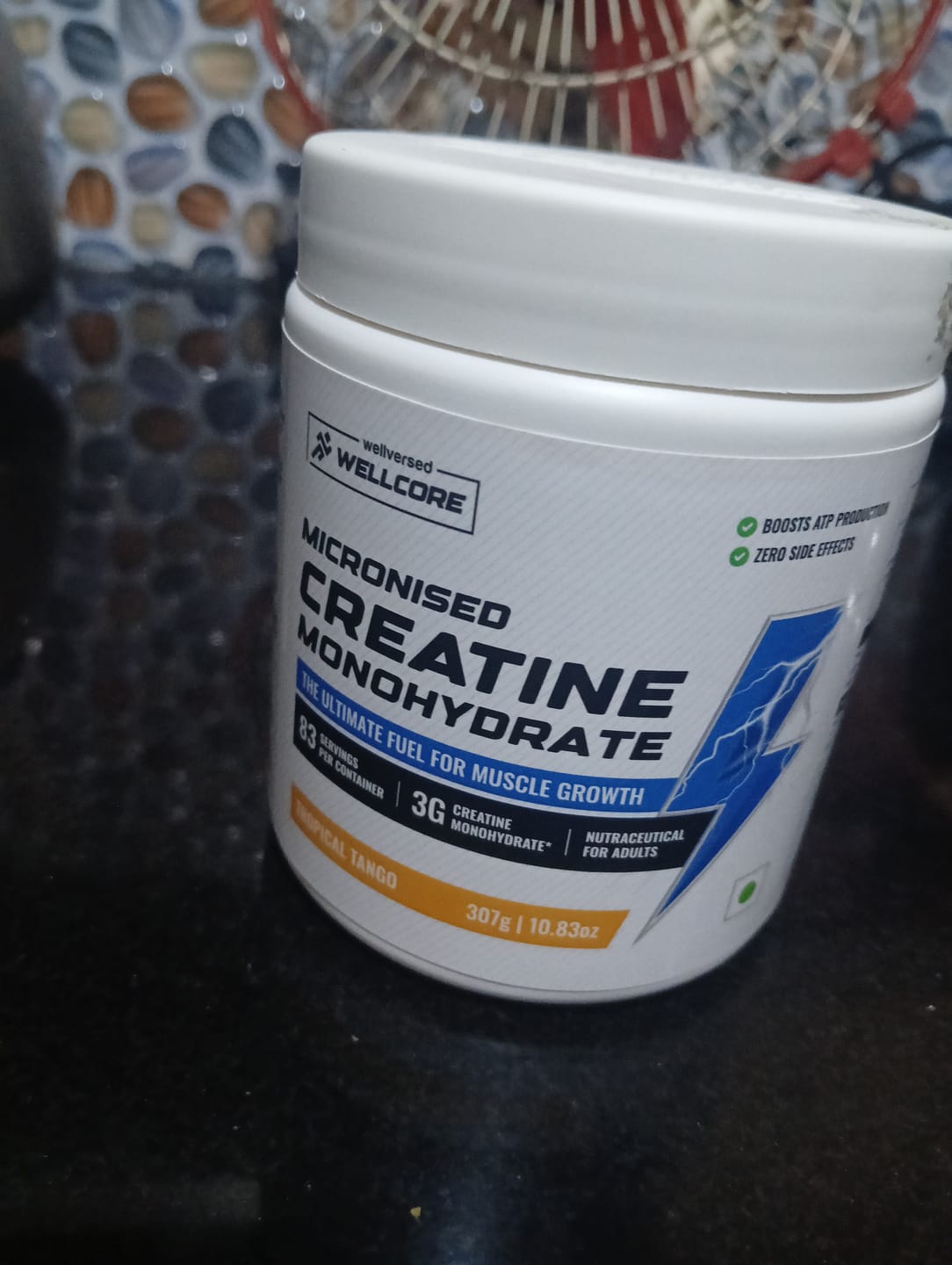 Customer photo review of Wellcore - Micronised Creatine Monohydrate (83 Servings, Tropical Tango) + Premium Steel Shaker