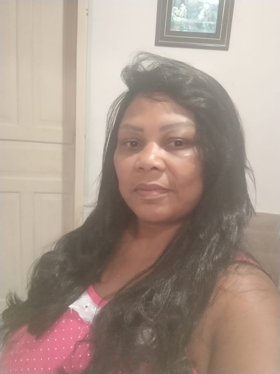 Customer photo review of Wig Xavia Castanho Escuro Ondulada Franja