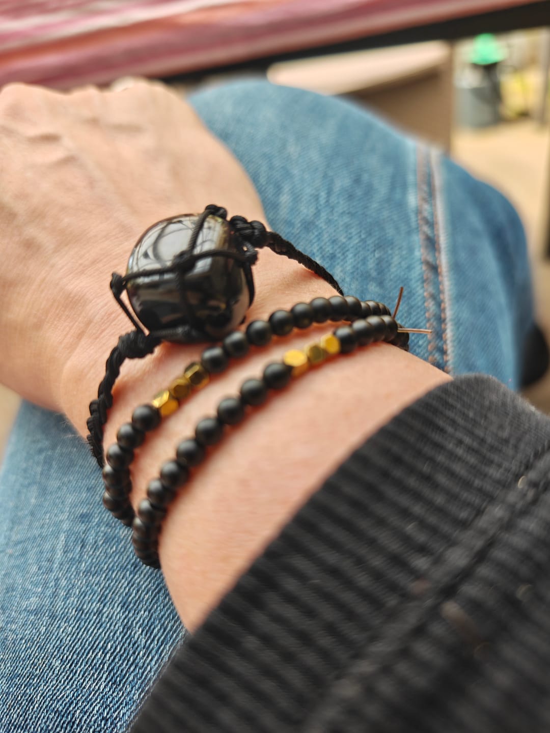 Customer photo review of Obsidian Armband - Natur Stein