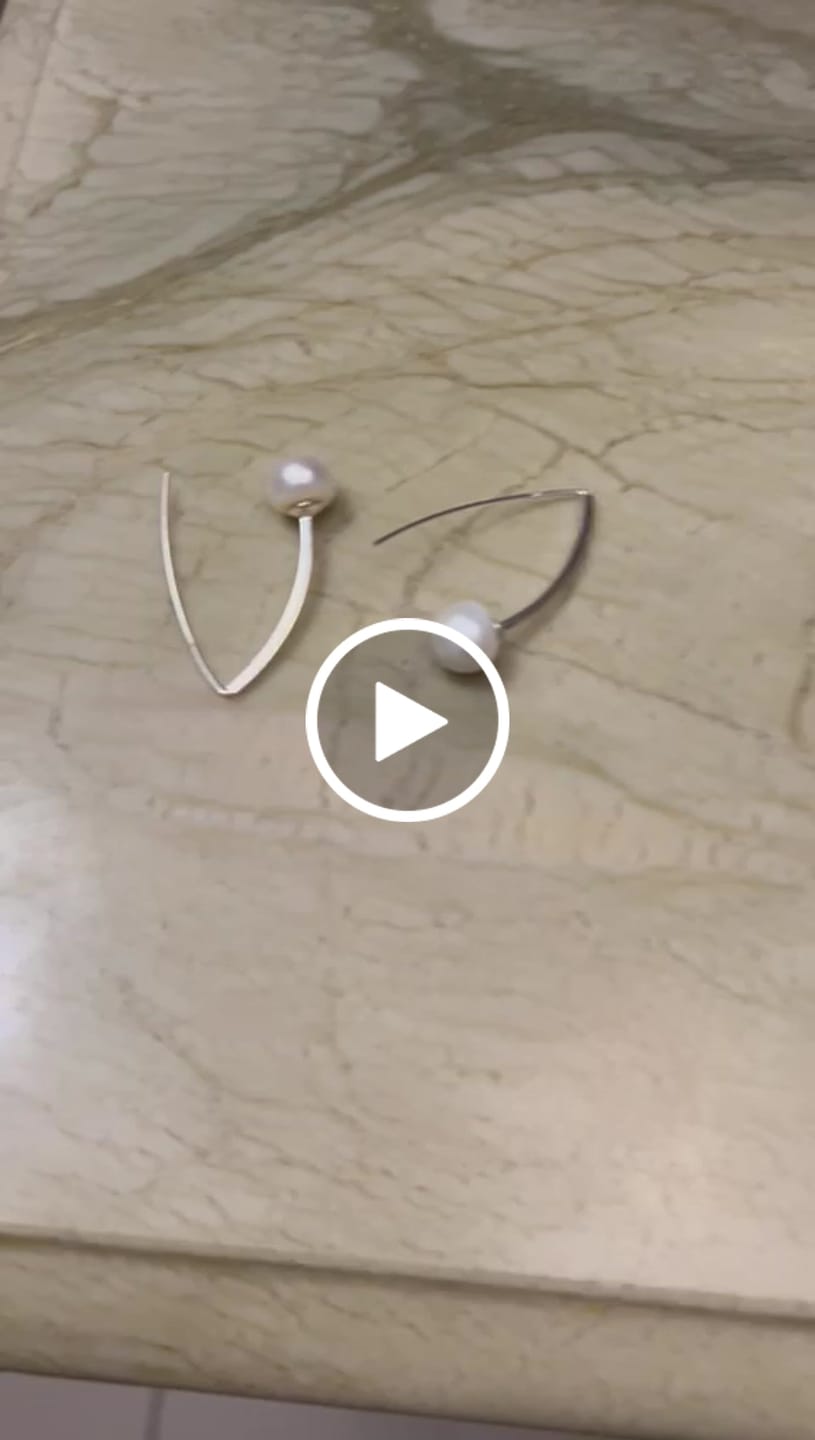 Customer video review of Silver Pearl V danglers