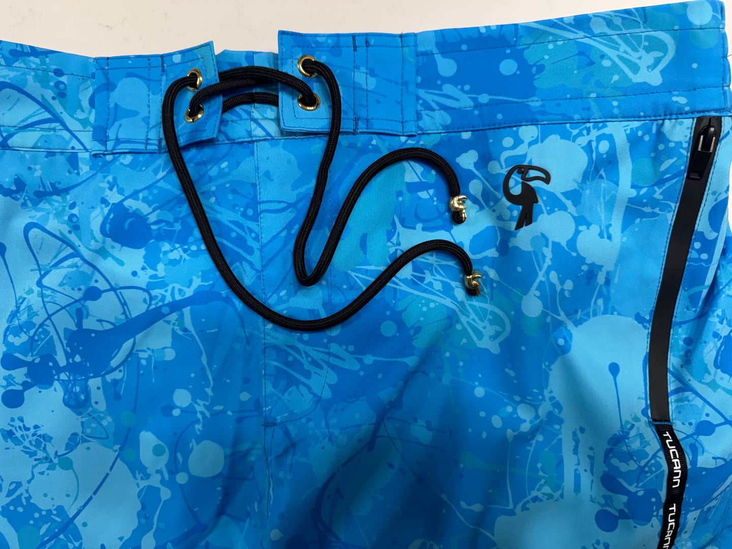 Customer photo review of Splatter Swim Shorts Blue - 3"