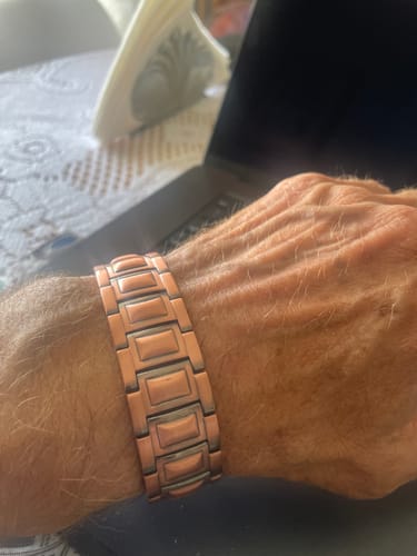 Customer photo: Willis Judd copper bracelet on Tom's wrist