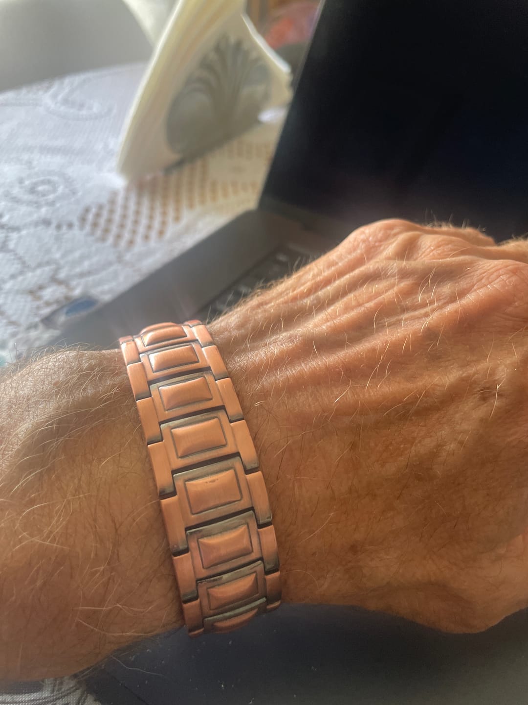 Customer photo review of Mens Copper Magnetic Bracelet TRIPLE Power