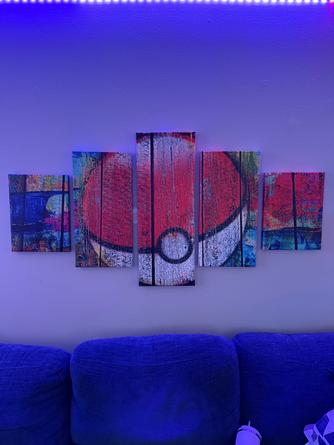 Customer photo review of PokeBall Wall Art