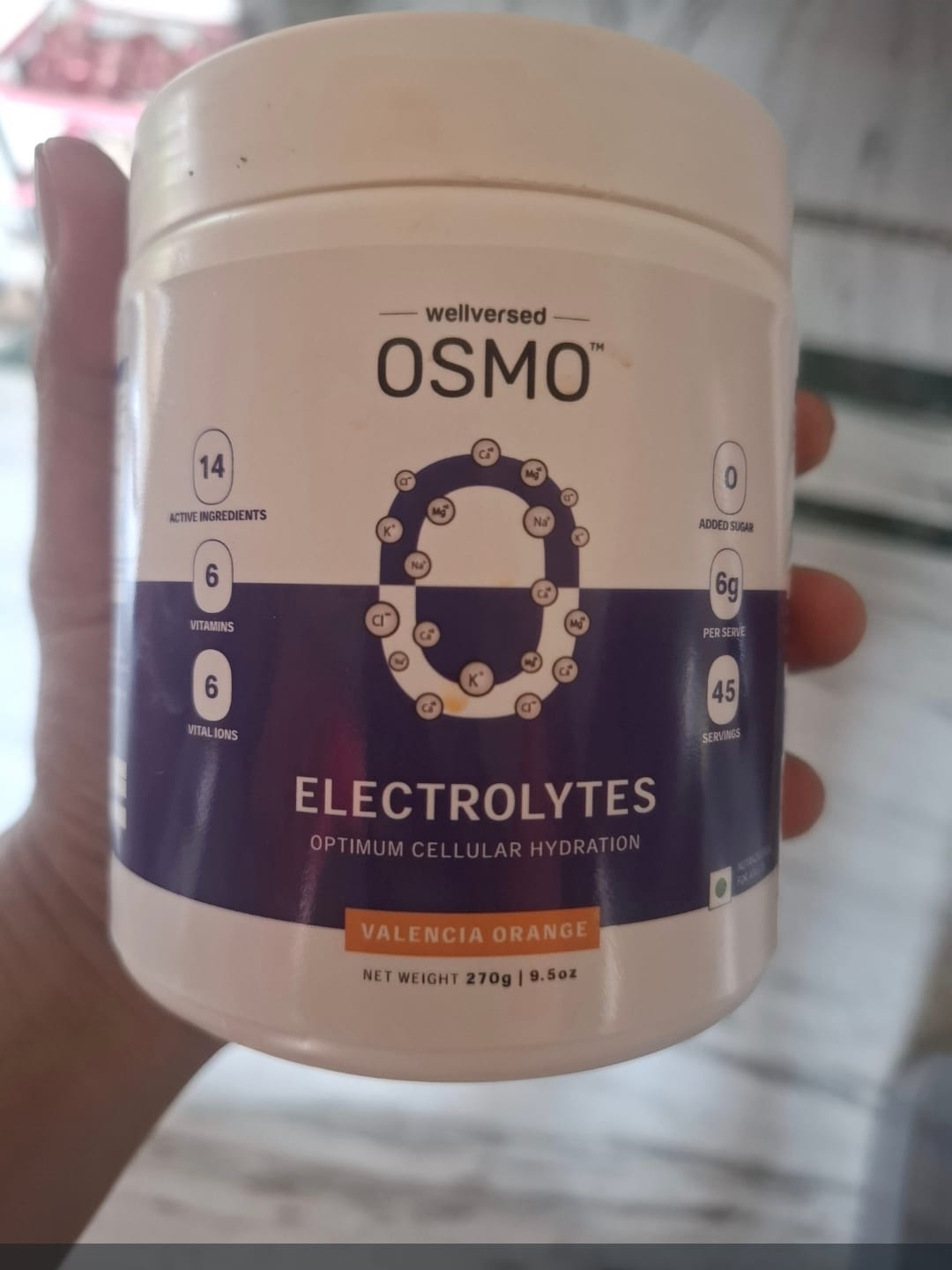 Customer photo review of OSMO - Electrolyte Hydration Blend (Advanced Salts + Taurine & Vitamins) | Valencia Orange Flavour (270g, 45 servings)