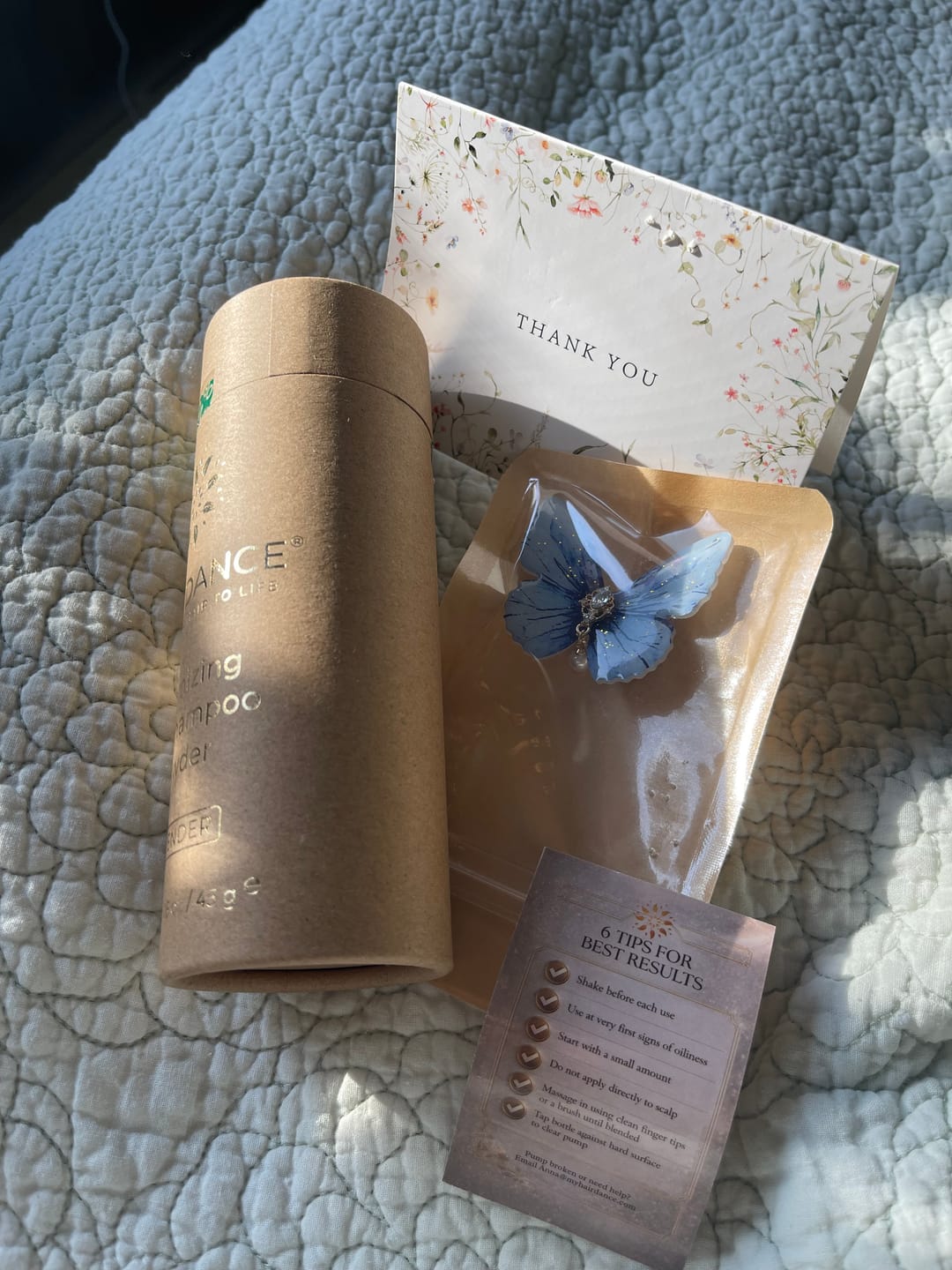 Customer photo review of Dry Shampoo Powder (Non-Aerosol Spray) | Natural & Organic | Made in USA