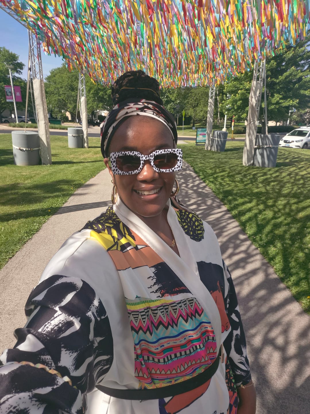Customer photo review of Spot Me If You Can Mixed Print Sunglasses