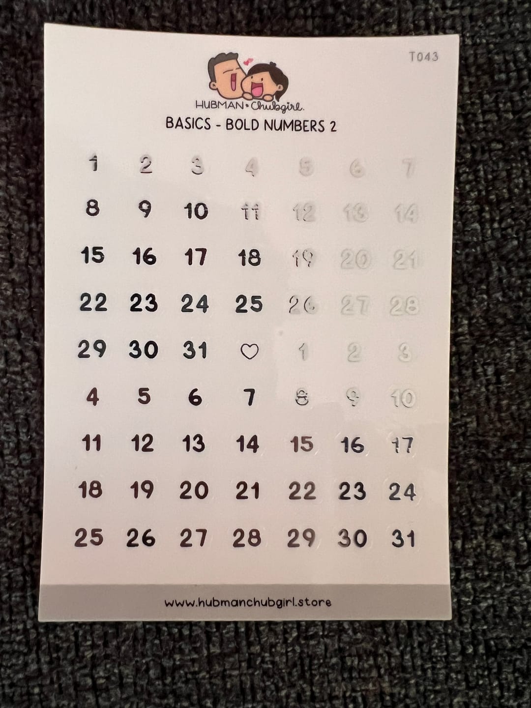 Customer photo review of Basics - Numbers Text Planner Stickers (Bold Font)