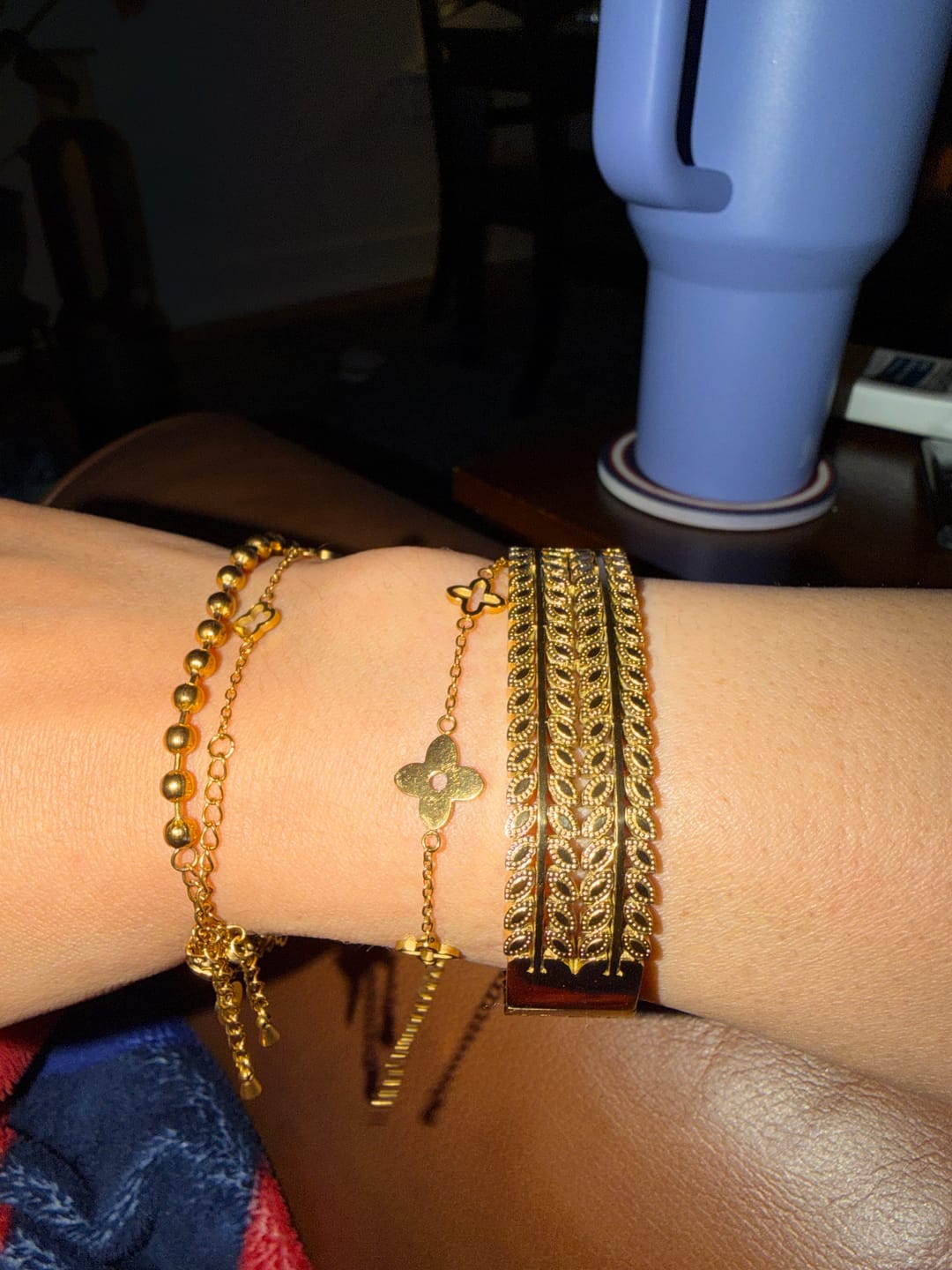 Customer photo review of Layered Gold Leaf Bangle